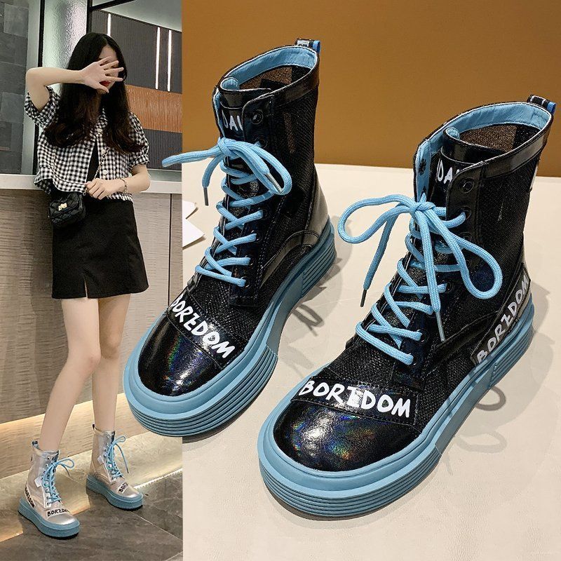 Summer Women's Thin Mesh Sandals Thick-soled Hollow Breathable Martin Boots Locomotive Fried Street Boots