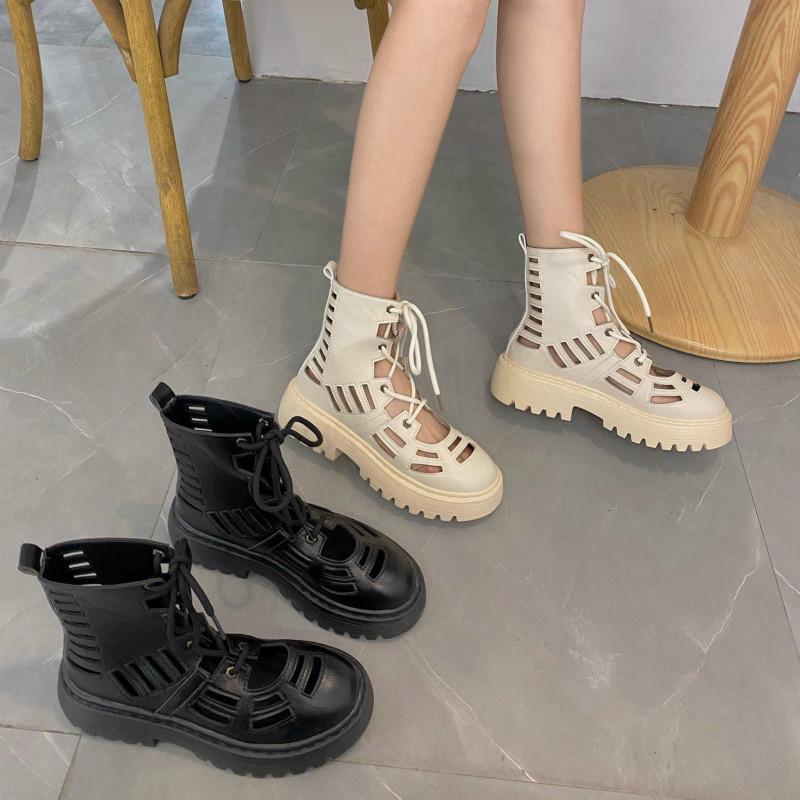 Summer Hollowed Out Martin Boots Female Summer Breathable Women's Boots Wild Thick Bottom Thin Short Boots Summer Sandals