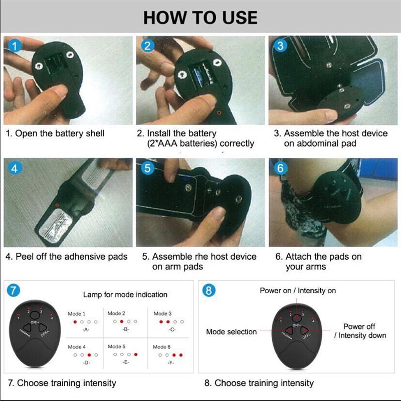 Smart ABS Stimulator Fitness ABS Electrode Stickers Pad Body Slimming Massager Unisex Abdominal