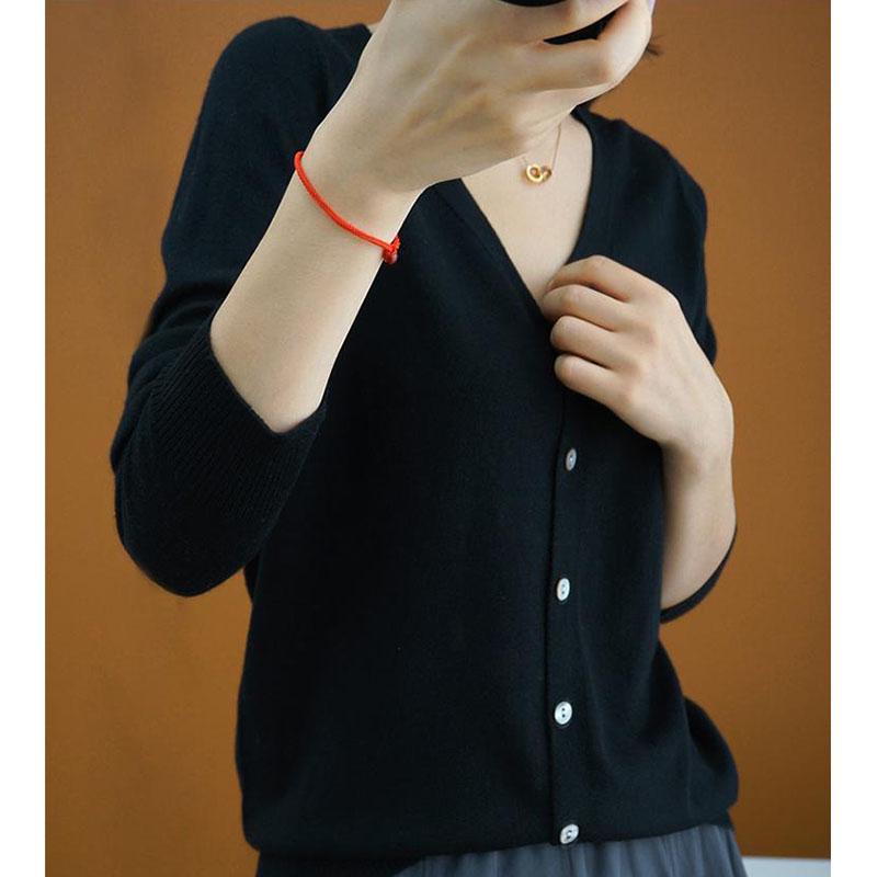 Spring and Autumn Large Size Knitted Sweater Cardigan Long Sleeve Solid Color Jacket Loose Simple Female Top