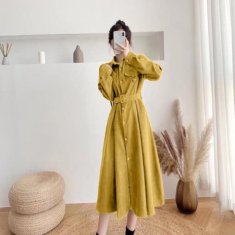 Spring Sweet Retro Bowknot Female Dress Temperament Was Thin Female Student Dress Korean Version of The Wild Mid-length A-line Skirt