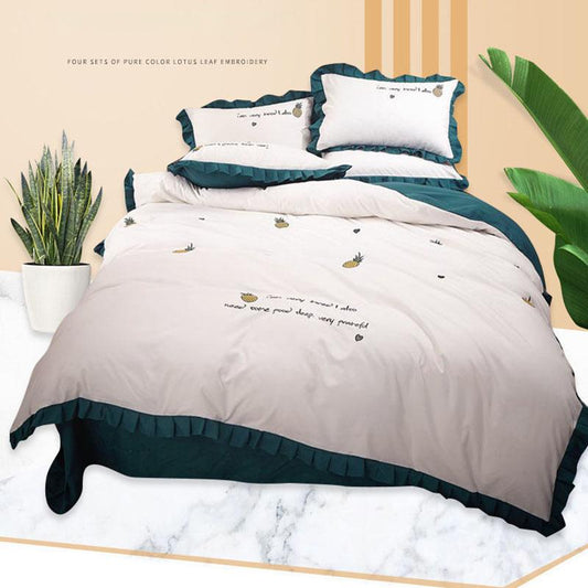 Embroidered Thick Brushed Princess Style Four-piece Lace Duvet Cover Double Bed Single Bedspread Bedding