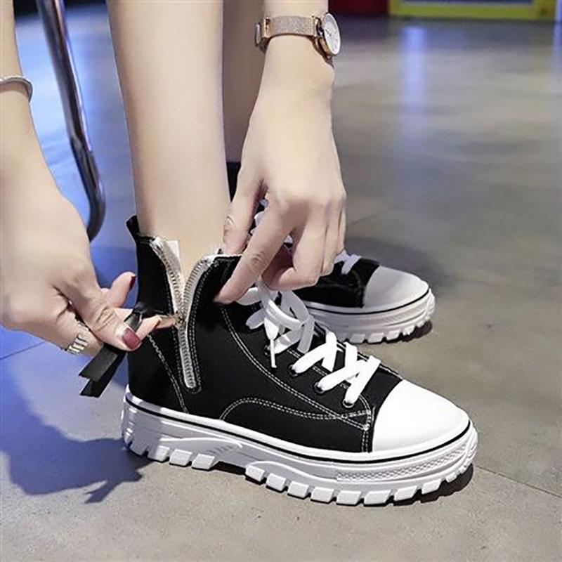 Fashion High-top Canvas Shoes Outdoor All-match Spring and Summer Shoes Ladies Trendy Casual Work Shoes