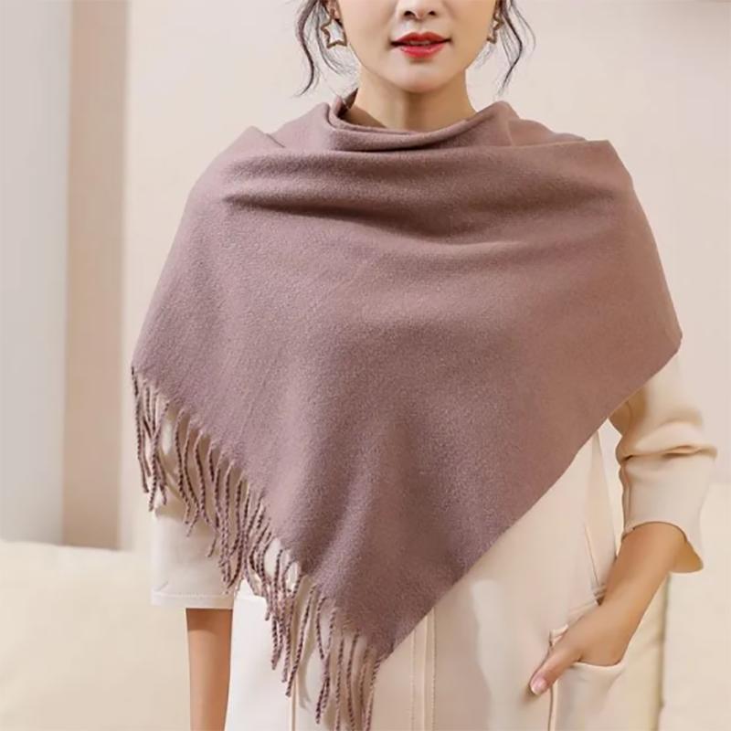 Autumn and Winter Korean Solid Color Triangle Scarf Air Conditioning Shawl Scarf Bib All-match Shawl Dual-use