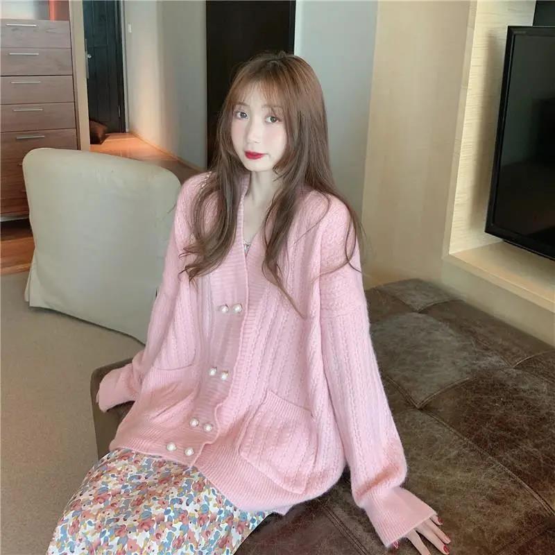 Autumn Gentle Wind Sweet and Age-reducing Loose Long-sleeved Open Lining Sweater Sweater Women