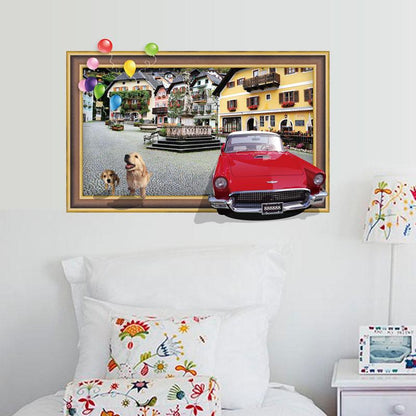 [Wall sticker ]Cartoon 3d City Landscape Wall Stickers For Kids Rooms Nursery Baby Children Bedroom