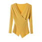 2021 Long-sleeved Cross V-neck Bottoming Shirt Women Autumn and Winter Knit Sweater