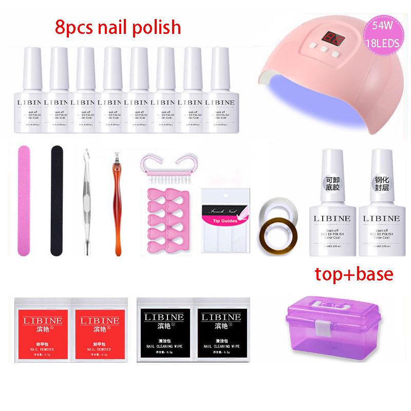 Nail Art Set 54W UV Led Lamp Dryer 40pcs Gel Nail Polish Set Kit Nail Tools Manicure Tools Kit