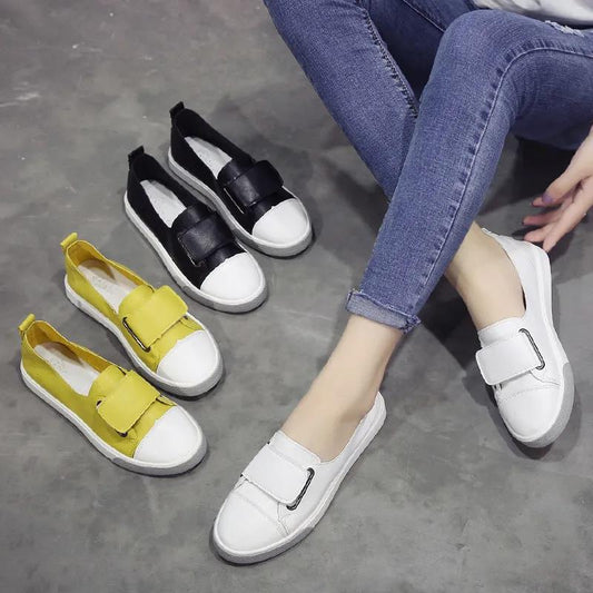 Real Soft Leather White Shoes Women Spring and Summer Breathable Fashion All-match Flat Casual White Shoes Women Shoes