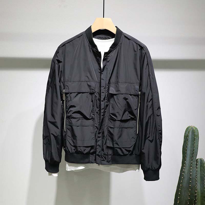 2021 Spring and Autumn Thin Flying Jacket Men's Baseball Collar Trend Handsome Work Jacket