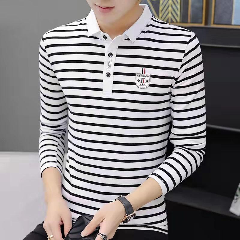 Winter Men's Warm T-shirt Lapel Polo Shirt Casual Pure Color Slim Men's Top
