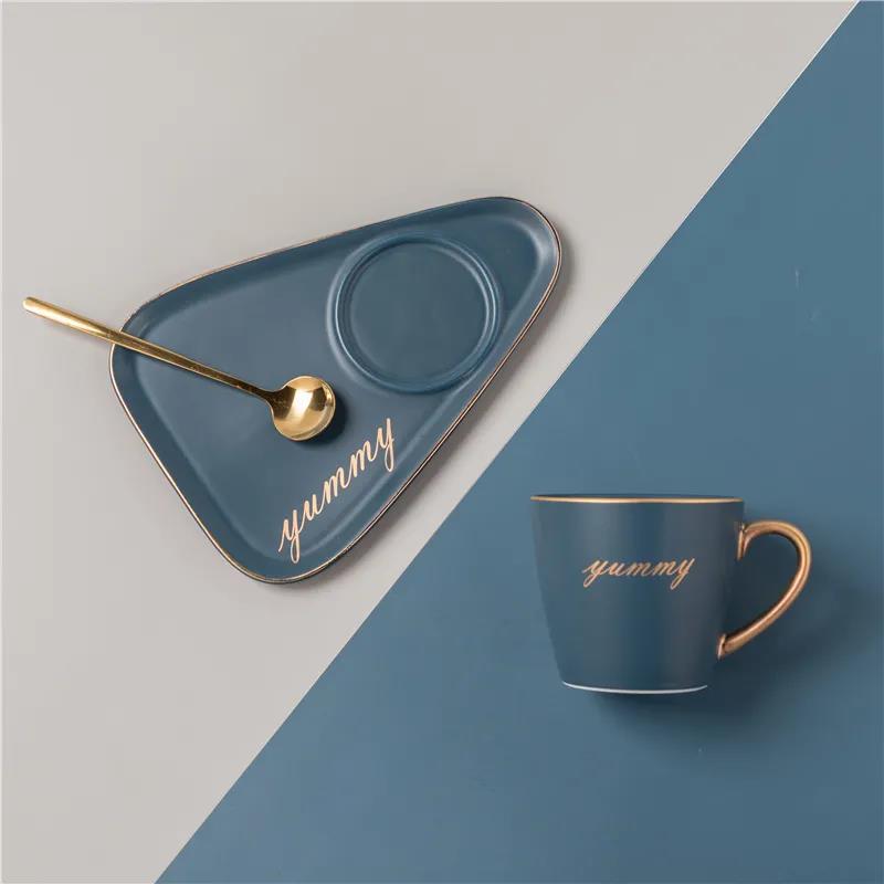 Ceramic European Coffee Cup Luxury Suit with Spoon and Dish Tazas De Café