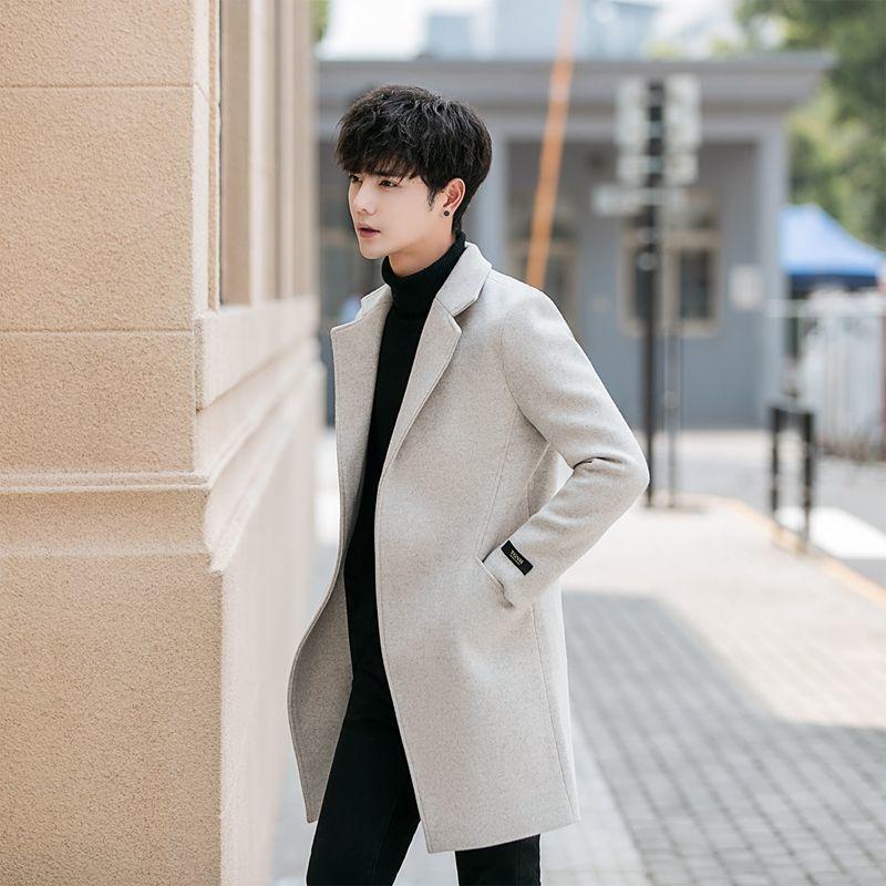 Men's Windbreaker 2021 Autumn and Winter Mid-length Windbreaker Casual Coat Men
