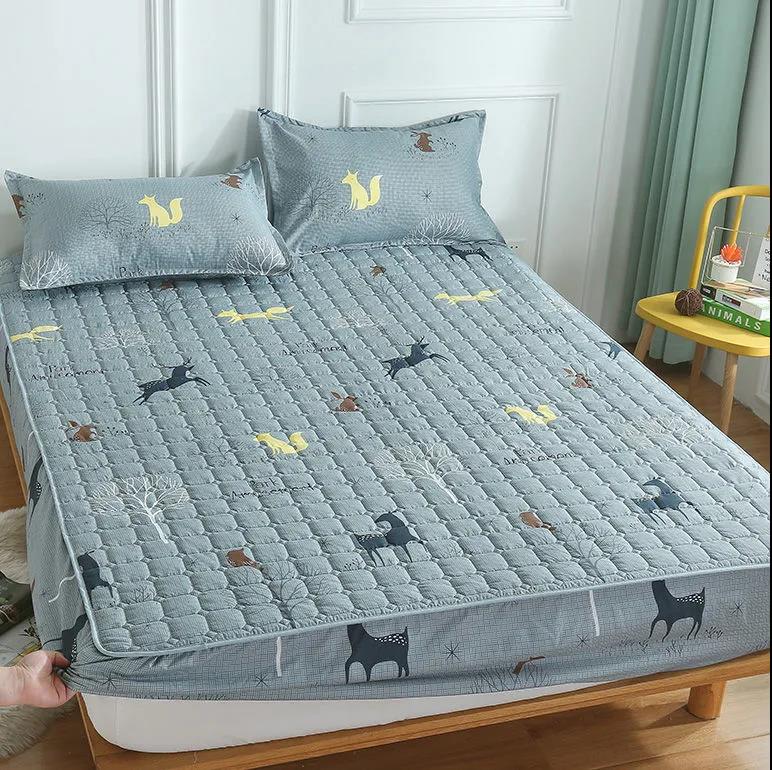 Thickened Quilted Mattress Cover Single-piece Bed Cover Protective Cover Home Sleeping Pad Mattress Cover Double 1.8m Bed Dust Cover All-inclusive