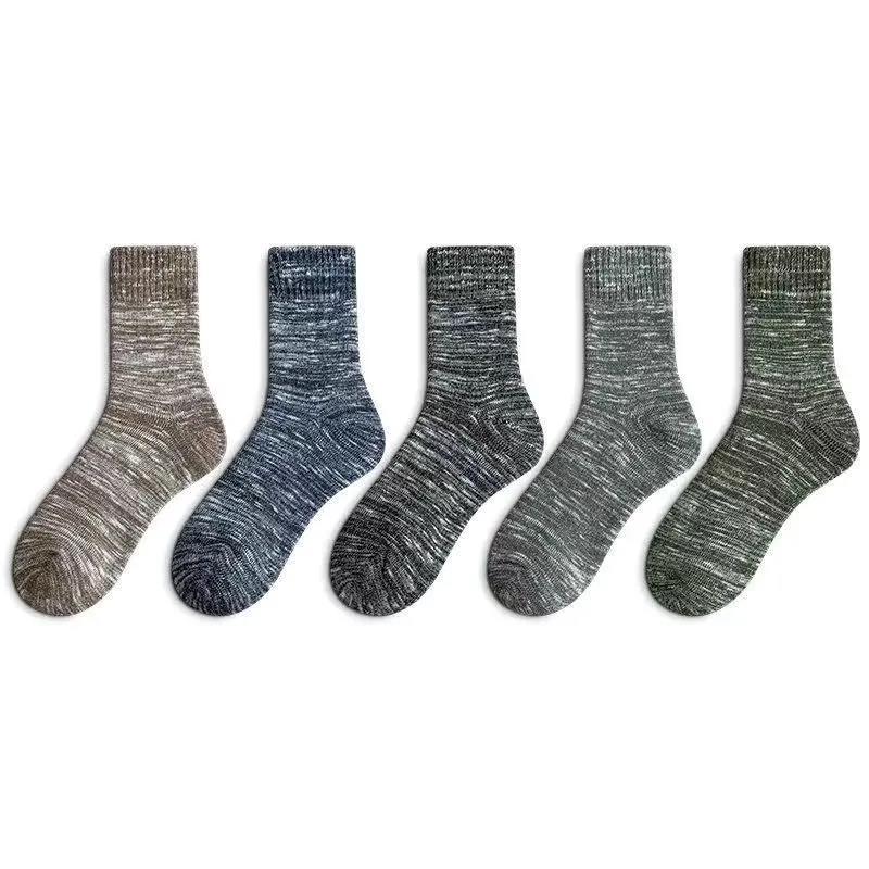 Thicken Tube Socks Men's Fashion Printing Plus Velvet Towel Socks Warm Winter Deodorant Cotton Socks