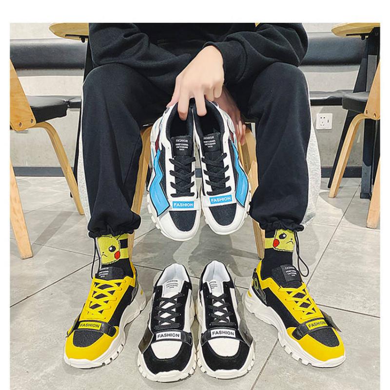 Thick bottom dad shoes fly weave student Running sneakers men comfortable colorful daddy shoes