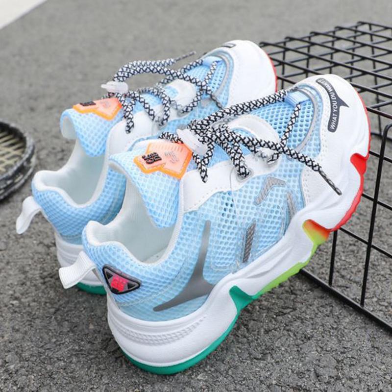 Rainbow Children's Shoes Girls Sports Shoes Spring  Summer Boys Running Shoes Breathable Deodorant Student Casual Shoes