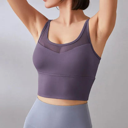 Women's Sports Bra Solid Color Sleeveless Halter Fitness Sling Anti-sliding Shock Outer Wear Yoga Bra