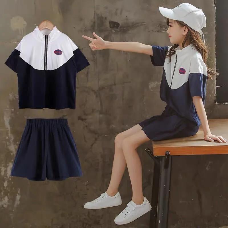 Girls' Summer Suits Children's Fashion Western Style Sports Net Red Summer Clothes Children's