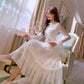 Dress women mid-length autumn and winter waist lace dress female plus size Slim clothing