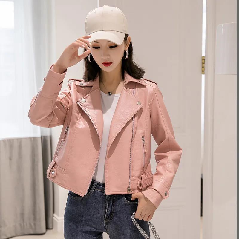 Winter Leather Jacket Fashion Slim PU Leather Lapel Leather Jacket All-match Large Size Leather Coat for Women