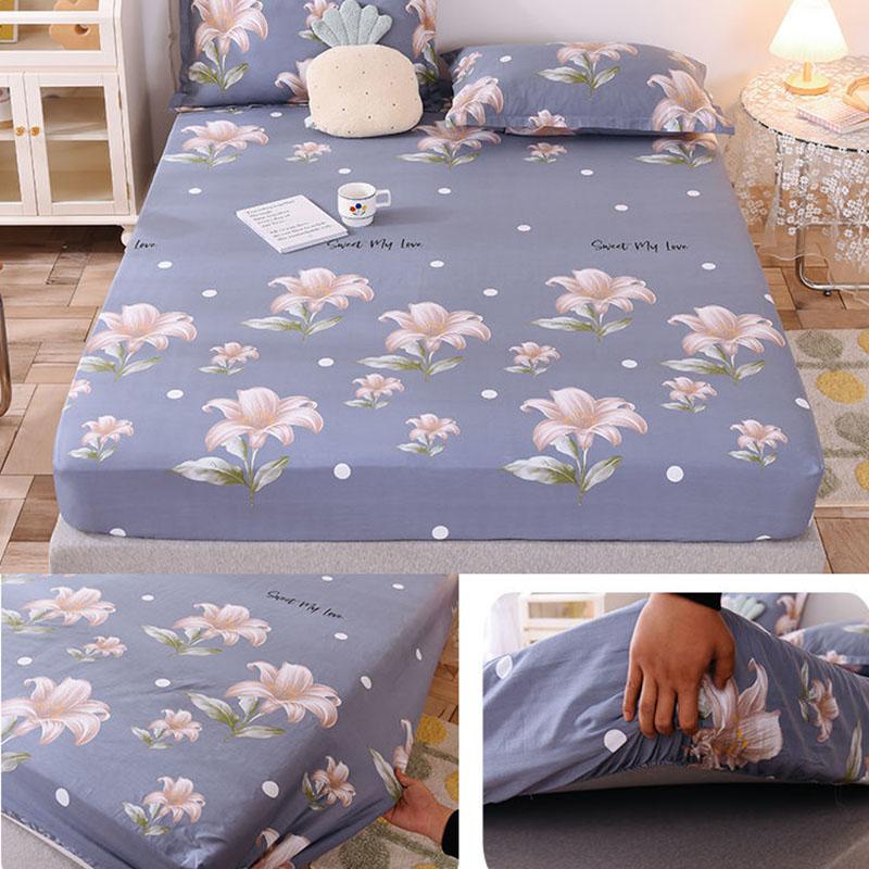 Thick Three-piece Cotton Bed Sheet Pillowcase Non-slip Protective Cover Cotton Bedspread Mattress Cover