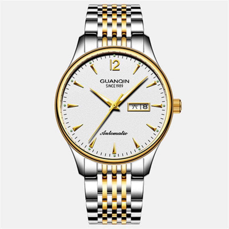 Men Casual Tourbillon Watches Automatic Silver Case Calendar Mechanical Watch