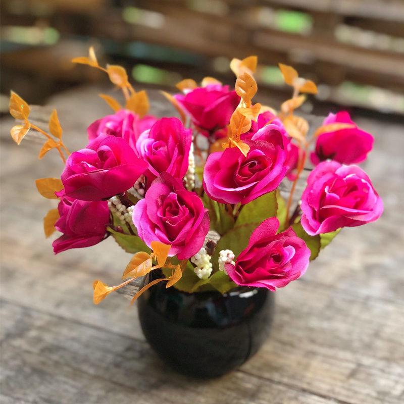 Home Furnishing Living Room Bedroom Furnishing Hotel Restaurant Decoration Floral Art Artificial Flower Ceramic Set Fake Flower Potted Plant