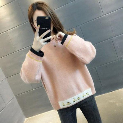 Autumn and Winter Loose Pullover Sweater Thick Short Knit Bottoming Shirt Fashion Casual Girl Sweater
