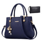 Women's top-handle bag  leather handbag zipper shoulder bags With metal pendants and free wallet