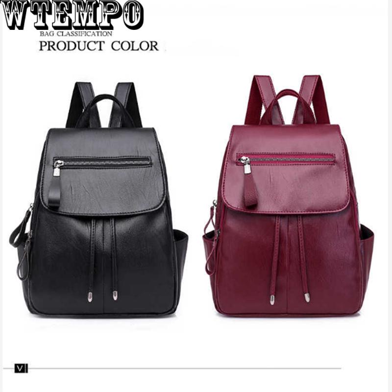 Trendy Female PU Leather Backpacks Women Small School Bags Women High Quality Casual Rucksack