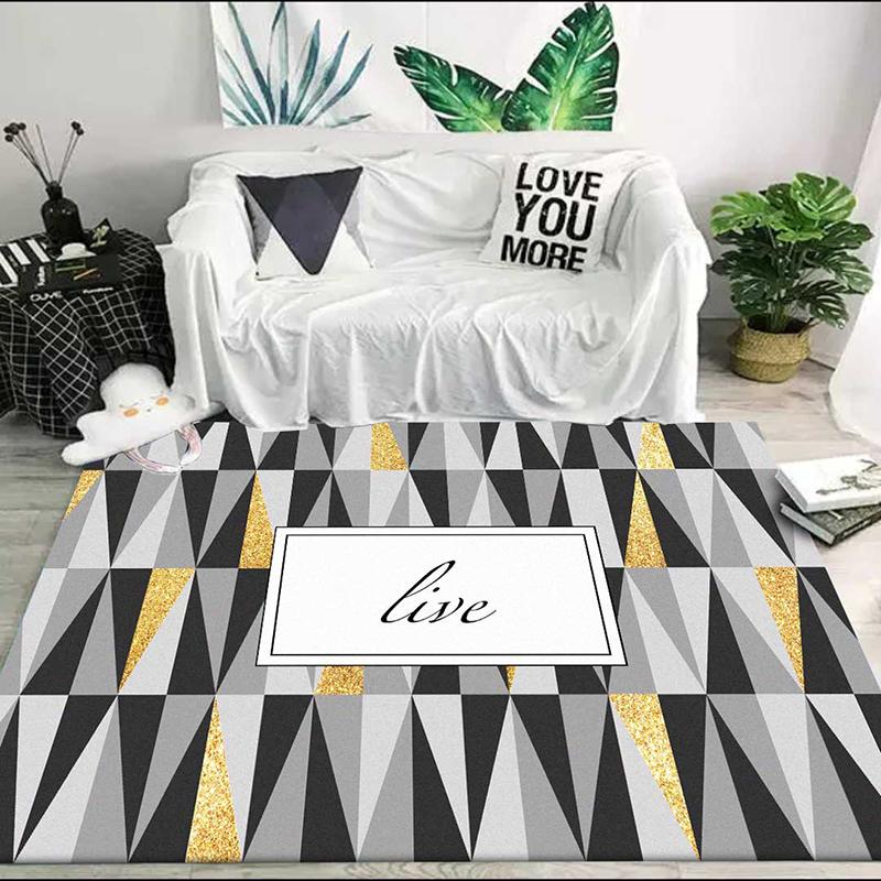 Carpet Nordic Fashion Geometric Triangle Pattern Bedroom Carpet Living Room Anti-slip Carpet Bedside Carpet Floor Mat