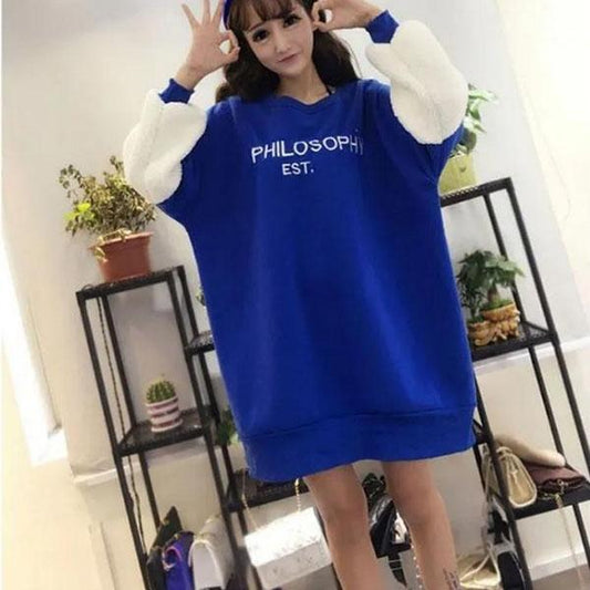 Women's Winter Loose Hip-hop Style Sweater Thick Stitching Long-sleeved Blouse