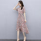Chiffon Dress Feminine Temperament Elegant Waist Thin French Floral Long Skirt Can Be Belted Slimming Thin Ladies Chiffon Dress