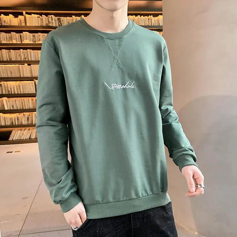 Men's Sweater Spring and Autumn Long Sleeve T-Shirt Autumn Trend Loose Versatile Round Neck Pullover Long Sleeve Men's Autumn Clothes