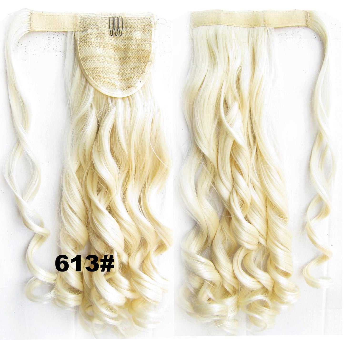 24" Long Wavy Wrap Around Clip In Ponytail Hair Extension Synthetic Natural Wave Pony Tail Fake Hair