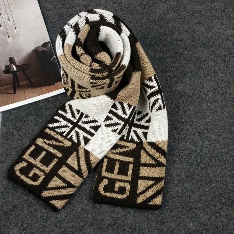 Men's Winter Scarf Snowflake Print Christmas Knitted Scarf Thicken Warm Double-sided Woolen Scarf