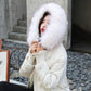 Winter Snowflake Embroidered Thick Cotton Jacket Mid-length Fur Collar Loose Jacket Fashion All-match Women's Down Jacket