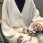 New Slim Autumn Imitation Mink Velvet Lazy Loose V-neck Casual Long-sleeved Sweater Knitted Cardigan Button Jacket Women