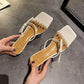 Crystal Heel Slippers Women's Summer Wear Fashion 2 Thick Heel Transparent Sandals