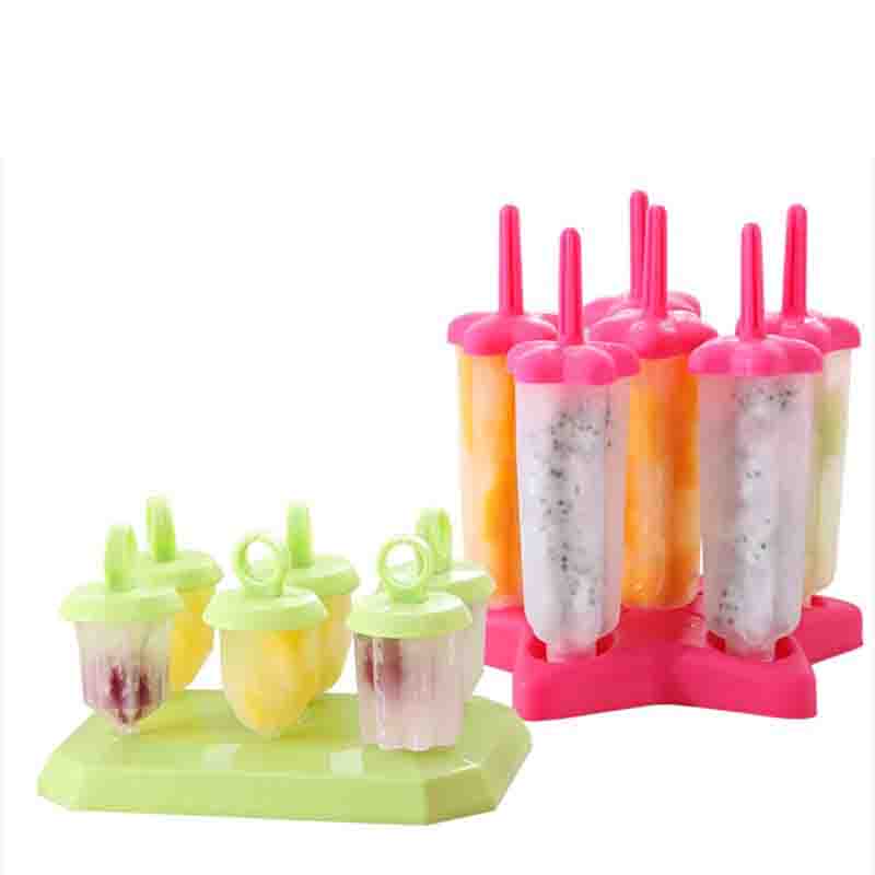 6/12pcs DIY Ice Cream Popsicle Mould +Silicone Tray Dessert Summer Icebox Lolly Mould