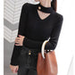 Autumn and Winter Hollow V-neck Sweater Long-sleeved Slim Pullover Bottoming Shirt Fashion Knitted Women's Top