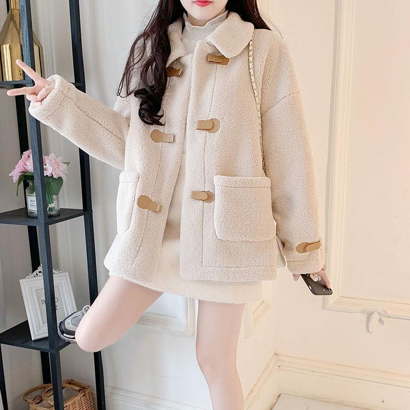 Faux Lamb Fur Coat Female Short Short Autumn and Winter Korean Style Loose All-match Blouse