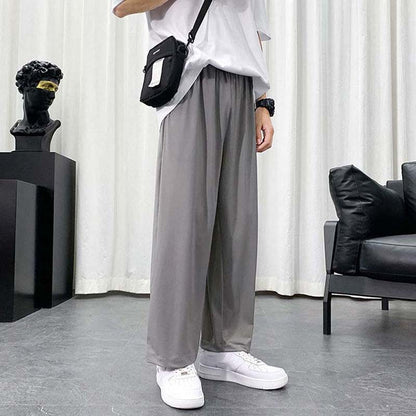 Summer Thin Drape Trousers Loose Straight Wide-leg Casual Cropped Trousers