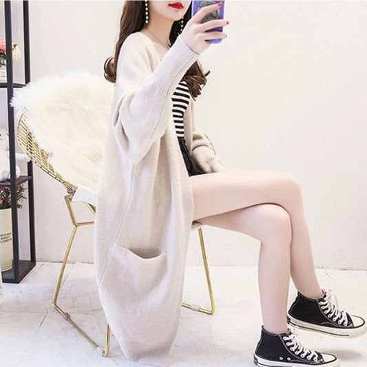 Mid-length Cardigan Sweater Spring and Autumn Loose Outer Tops Spring Casual Knitted Women's Jacket