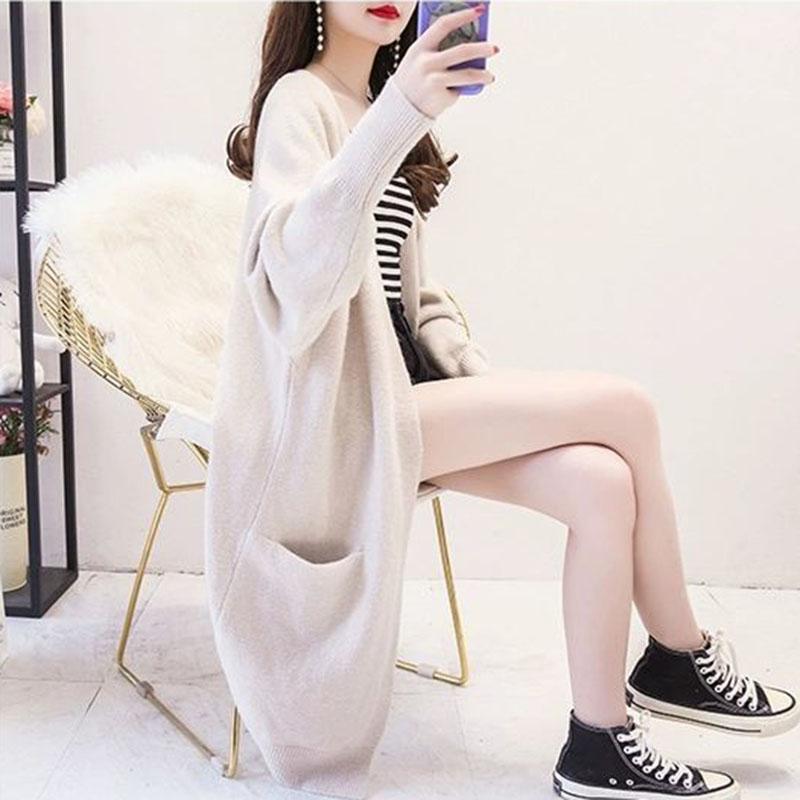 Mid-length Cardigan Sweater Spring and Autumn Loose Outer Tops Spring Casual Knitted Women's Jacket
