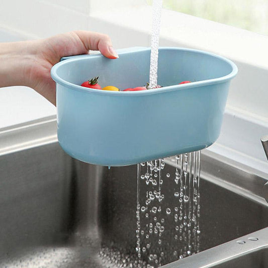 Hangable Kitchen Sink Drain Basket Filter Basket Plastic Washing Basket Fruit and Vegetable Drain Basket Kitchen Basket Refrigerator
