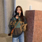 Autumn Winter  Women Fashion Sweater Casual Knitting Sweater Leopard  Round Neck Pullovers Loose Casual Long Sleeve Sweater
