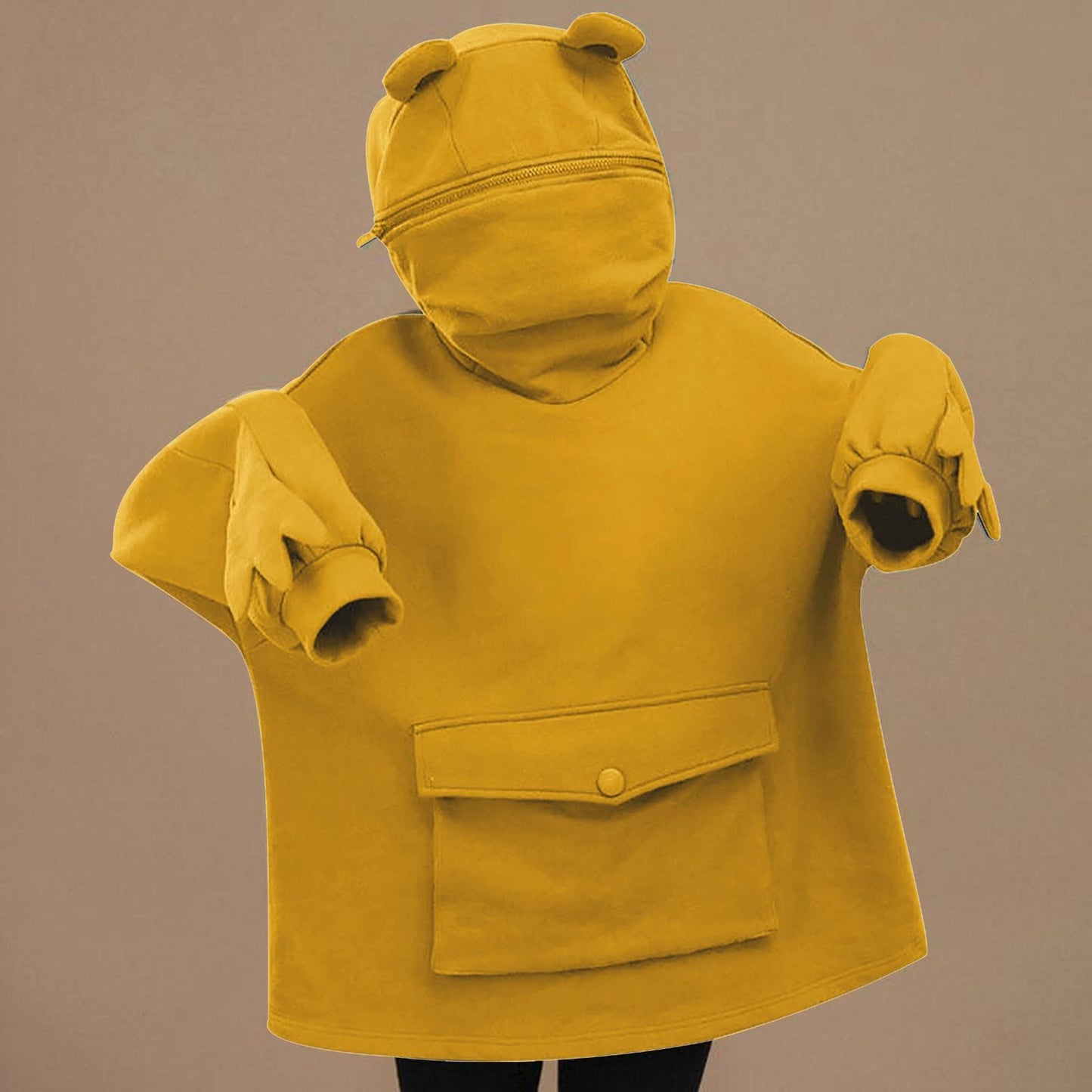 Women's Sweatershirt Zipper 3D Pocket Cute Frog Design Pullover Sweater Coat