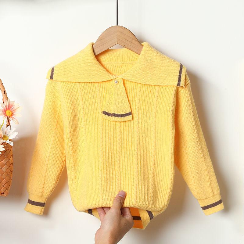 Girls Sweater 2021 Children's Clothing Autumn Baby Knit Sweater Children's Bottoming Shirt Small Fragrance Top Spring